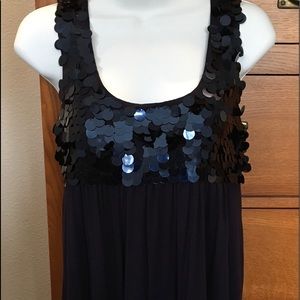 Midnight blue sequin tank dress